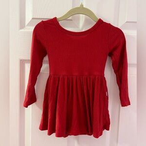 Little Sleepies Twirl Dress Ribbed Red (12-18 months)